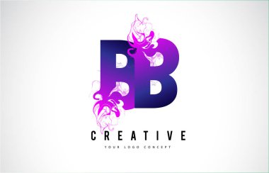 Bb B B mor mektup Logo tasarımı akan sıvı etkisi ile