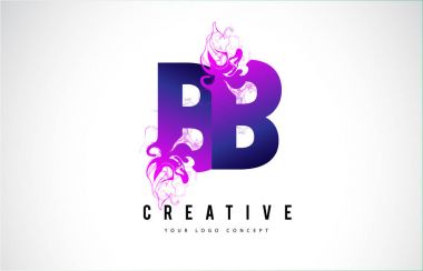 BB B B Purple Letter Logo Design with Liquid Effect Flowing clipart
