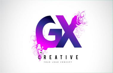 Gx G X mor mektup Logo tasarımı akan sıvı etkisi ile
