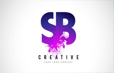Sb S B mor mektup Logo tasarımı akan sıvı etkisi ile