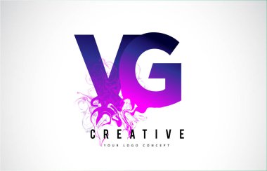 Vg V G mor mektup Logo tasarımı akan sıvı etkisi ile
