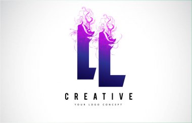 LL L L Purple Letter Logo Design with Liquid Effect Flowing clipart