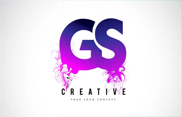 GS G S Purple Letter Logo Design with Liquid Effect Flowing — Stock Vector