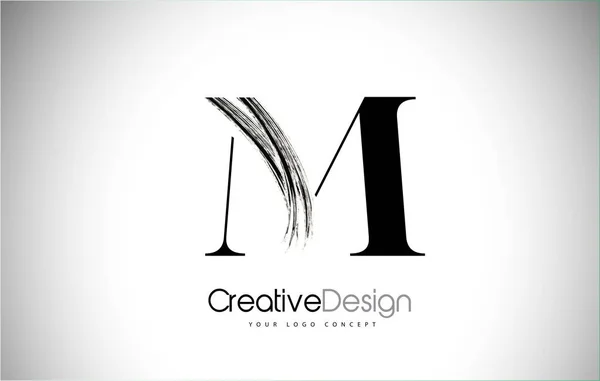 Дизайн логотипа буквы M Brush Stroke. Black Paint Leters Icon . — стоковый вектор