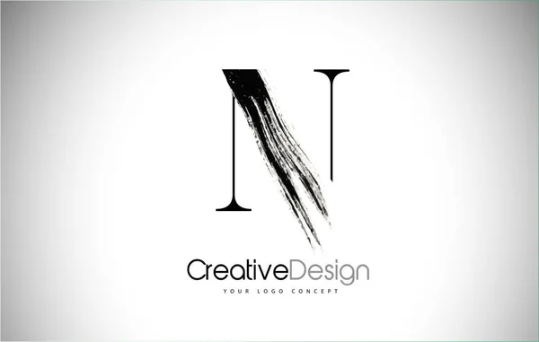 N Brush Stroke Carta Logo Design. preto pintura logotipo leters ícone . —  Vetores de Stock