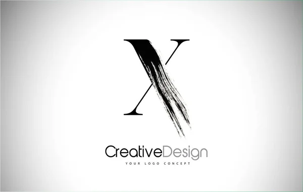 Дизайн логотипа X Brush Stroke Letter. Black Paint Leters Icon . — стоковый вектор