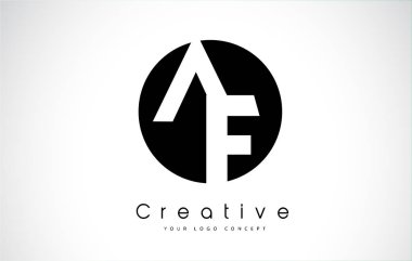 AF mektubu Logo tasarımı siyah daire içinde 
