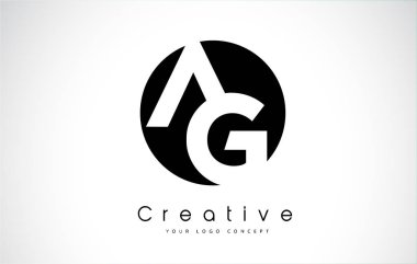 AG mektup Logo tasarımı siyah daire içinde 