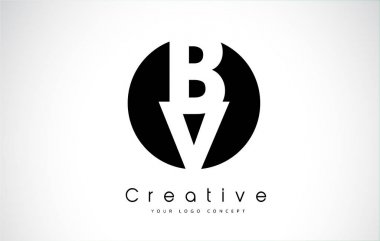 BV mektup Logo tasarımı siyah daire içinde 