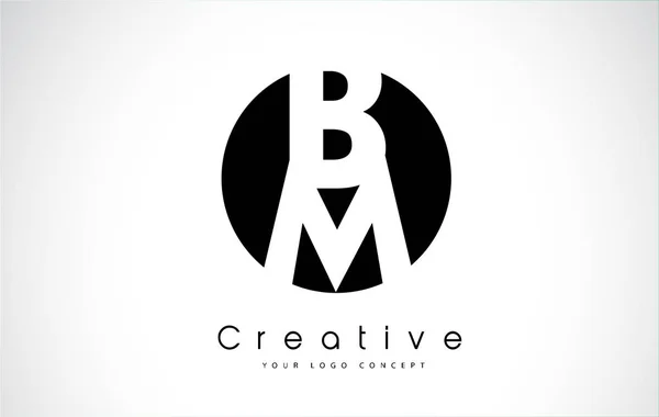 BM Letter Logo Design inside a Black Circle — Stock Vector