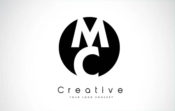 MC Lettre Logo Design à l'intérieur d'un cercle noir — Image vectorielle