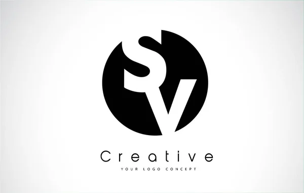 SV Carta Logo Design dentro de um círculo preto —  Vetores de Stock