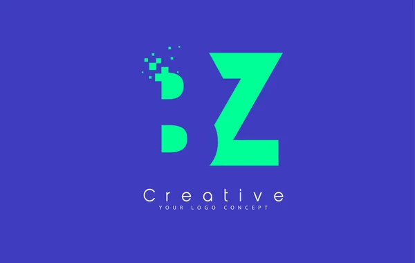 Bz Buchstabe Logo Design mit negativem Raumkonzept. — Stockvektor