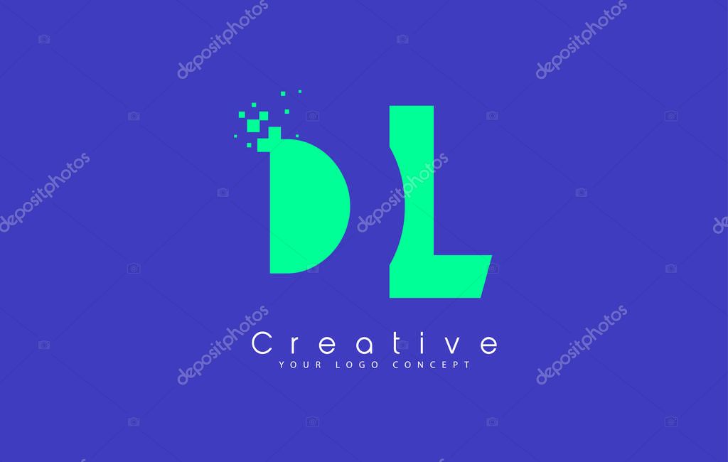 DL Letter Logo Design With Negative Space Concept in Blue and Green Colors Vector