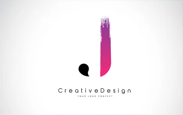 J lettre logo conception avec créatif rose pourpre coup de pinceau . — Image vectorielle