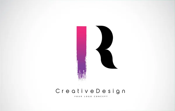 R Letter Design with Creative Pink Purple Brush . — стоковый вектор