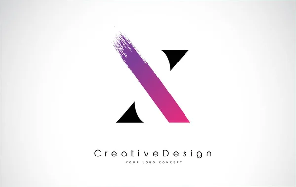 X lettre logo conception avec créatif rose pourpre coup de pinceau . — Image vectorielle