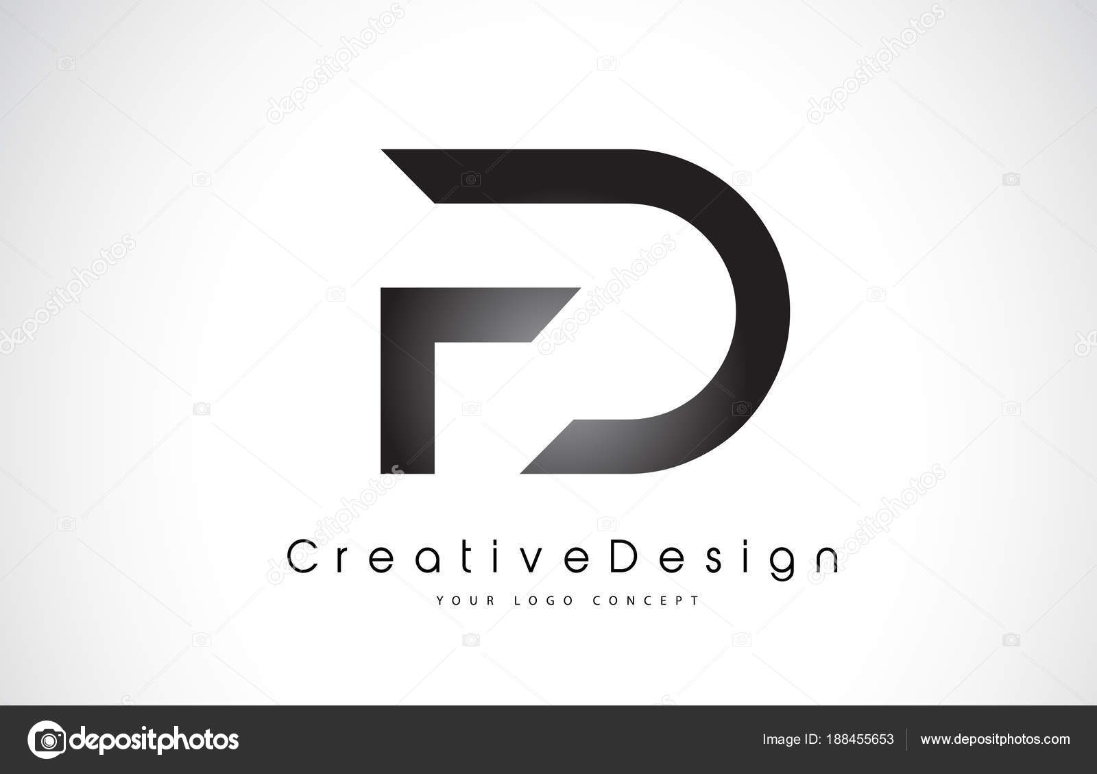 FD F D Letter Logo Design. Creative Icon Modern Letters Vector L Stock