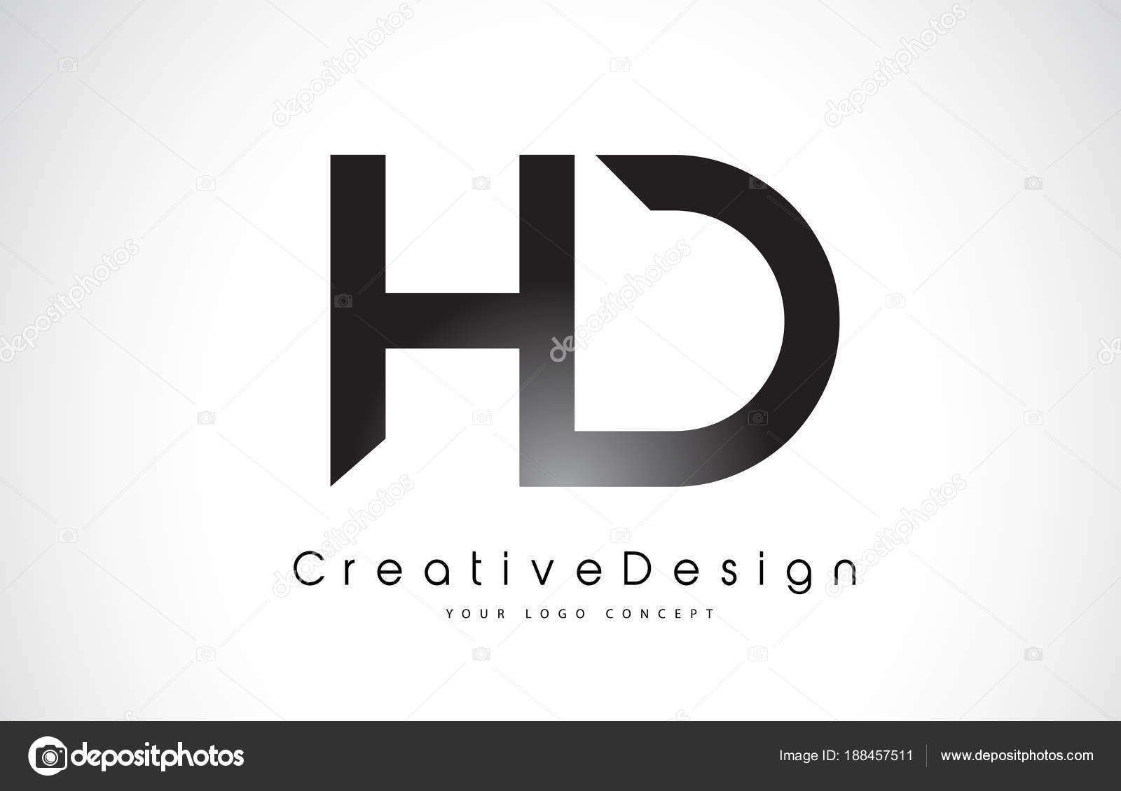 hd h d letter logo design creative icon modern letters vector l
