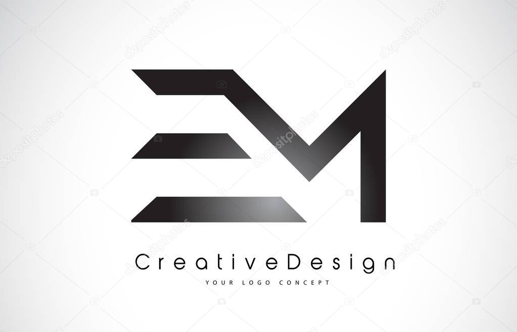 EM E M Letter Logo Design in Black Colors. Creative Modern Letters Vector Icon Logo Illustration.