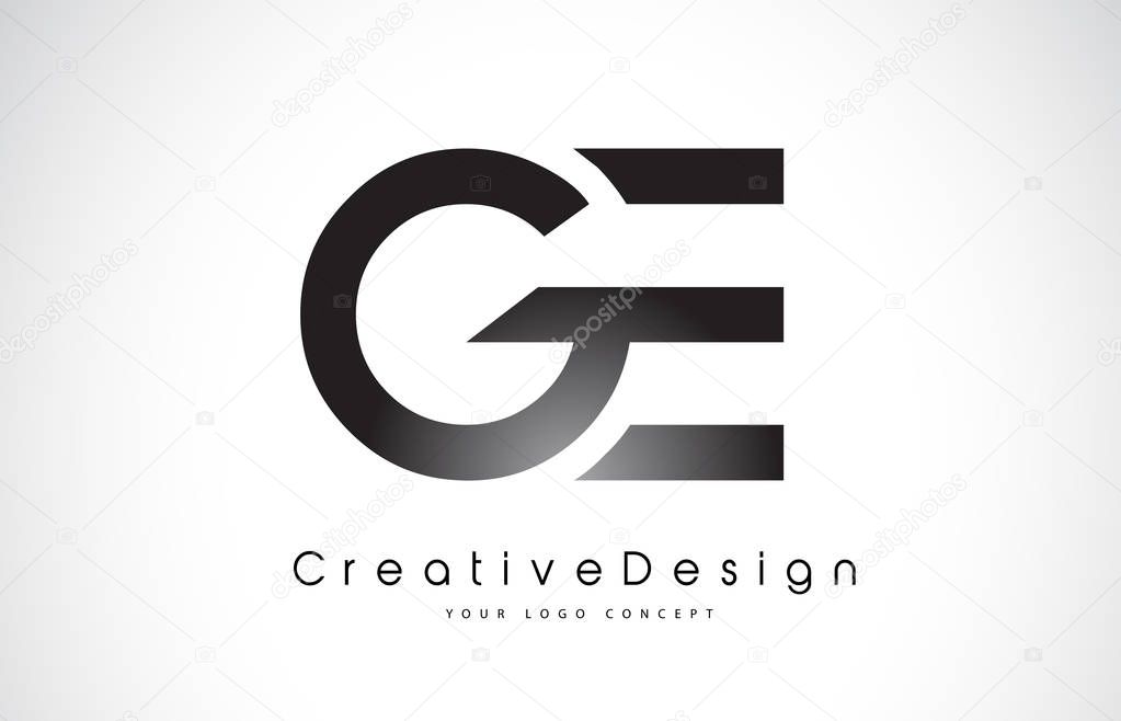 GE G E Letter Logo Design in Black Colors. Creative Modern Letters Vector Icon Logo Illustration.