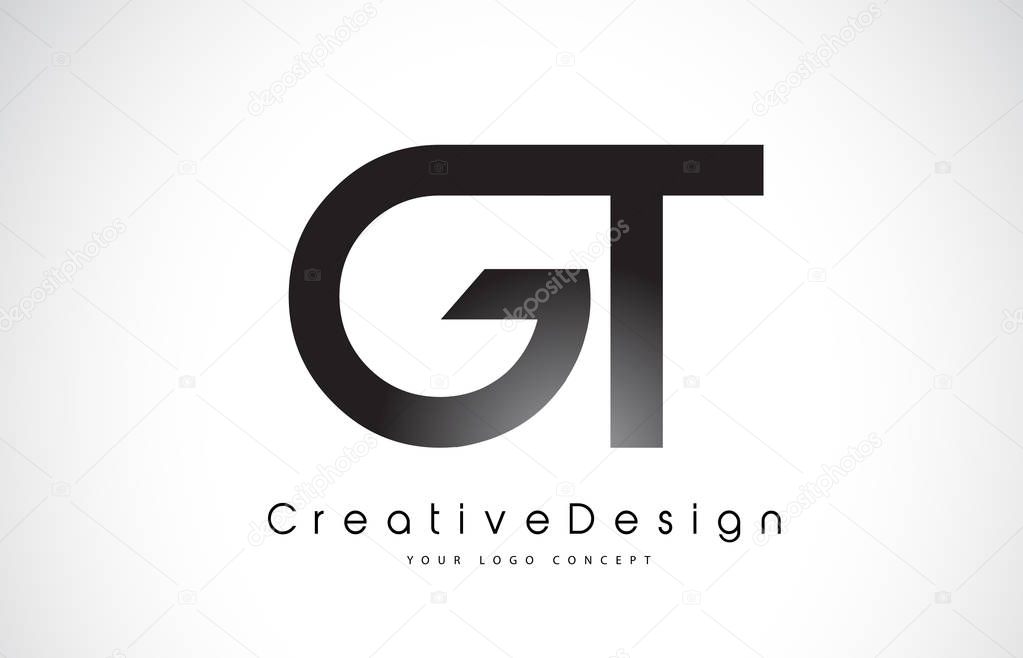 GT G T Letter Logo Design in Black Colors. Creative Modern Letters Vector Icon Logo Illustration.