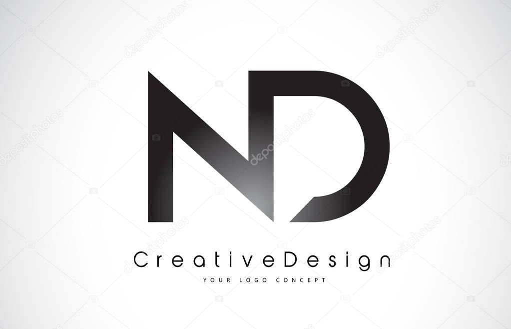 ND N D Letter Logo Design in Black Colors. Creative Modern Letters Vector Icon Logo Illustration.