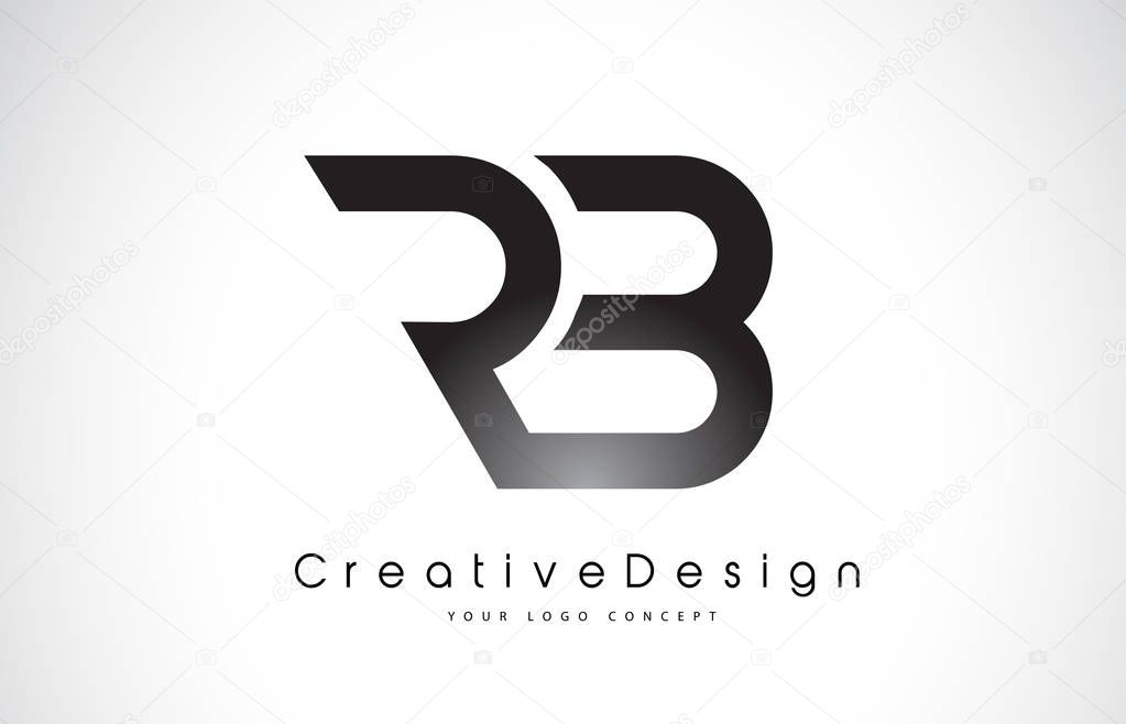 RB R B Letter Logo Design in Black Colors. Creative Modern Letters Vector Icon Logo Illustration.