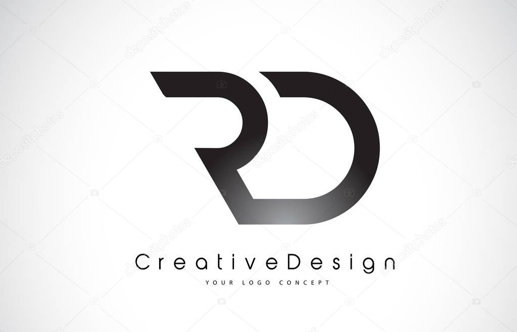 RD R D Letter Logo Design in Black Colors. Creative Modern Letters Vector Icon Logo Illustration.