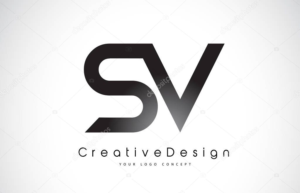 SV S V Letter Logo Design in Black Colors. Creative Modern Letters Vector Icon Logo Illustration.