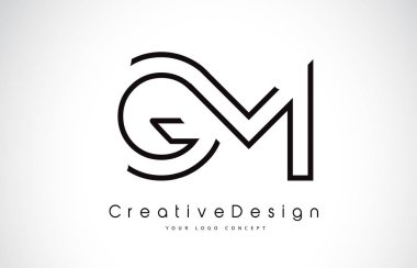 GM G M Letter Logo Design in Black Colors.  clipart
