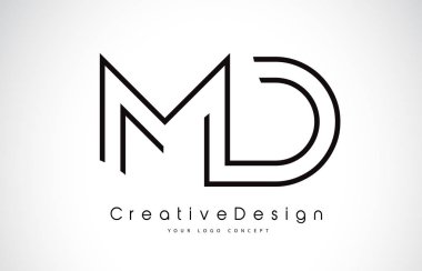 MD M D harfi Logo tasarımı siyah renklerde.