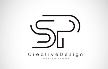 SP S P harfi Logo tasarımı siyah renklerde. 