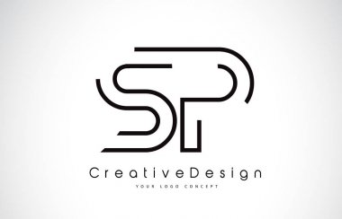 SP S P Letter Logo Design in Black Colors.  clipart
