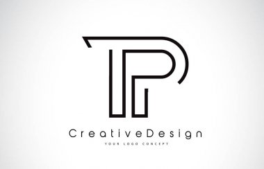 TP T P harfi Logo tasarımı siyah renklerde. 