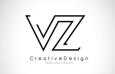 VZ V Z harfi Logo tasarımı siyah renklerde. 