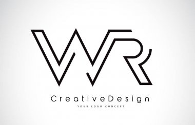 WR W R harfi Logo tasarımı siyah renklerde. 