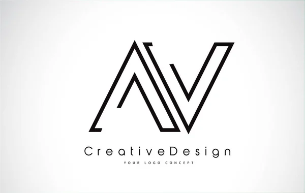 Diseño del logotipo de AV Letter en colores negros . — Vector de stock