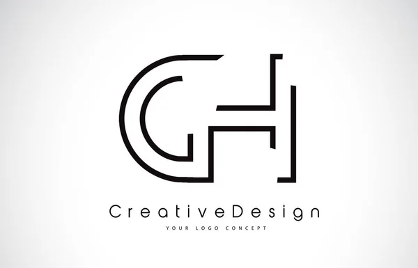 CH C H Carta Logo Design em cores pretas . — Vetor de Stock