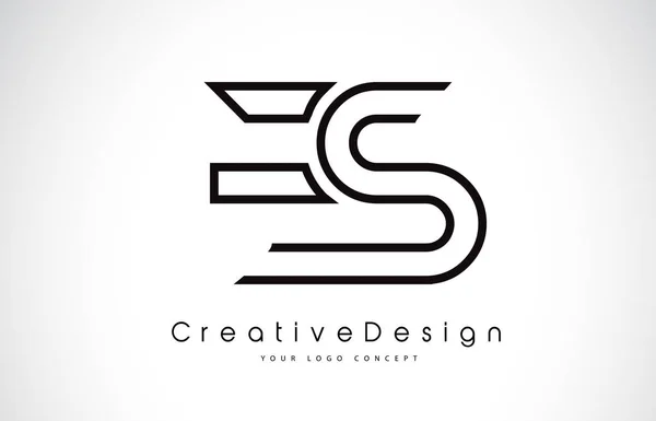 ES E S Carta Logo Design em cores pretas . — Vetor de Stock