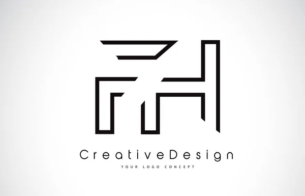 FH F H Letter Logo Design in Black Colors. — Stock Vector