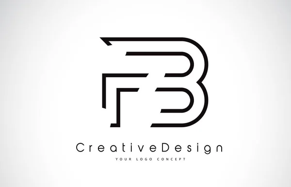 Fb f b buchstabe logo design in schwarzen farben. — Stockvektor