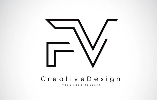 黒い色の Fv F V 文字ロゴ デザイン. — ストックベクタ