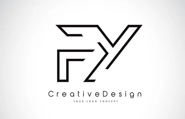 FY F Y Carta Logo Design em cores pretas . — Vetor de Stock