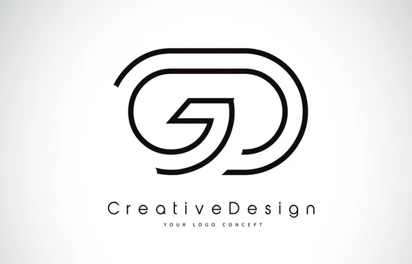 GD G D Carta Logo Design em cores pretas . — Vetor de Stock