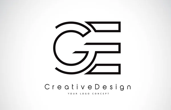 Ge G E mektup Logo tasarımı siyah renklerde. — Stok Vektör