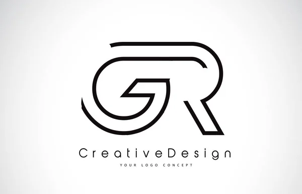 GR G R Carta Logo Design em cores pretas . — Vetor de Stock