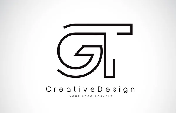 Gt G T brev Logotypdesign i svarta färger. — Stock vektor