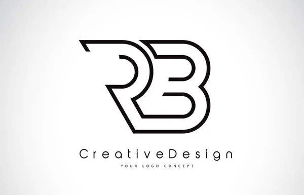 Rb r b buchstabe logo design in schwarzen farben. — Stockvektor