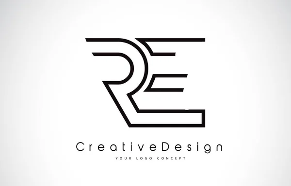 RE R E Carta Logo Design em cores pretas . —  Vetores de Stock